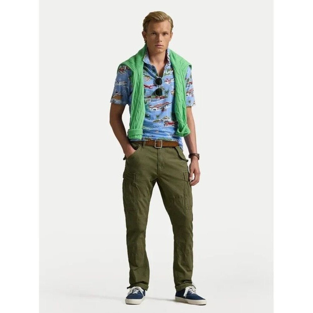 NWT Polo  Ralph Lauren Men's POLO Shirt L Bear Linen-Cotton HAWAIIAN PRINT